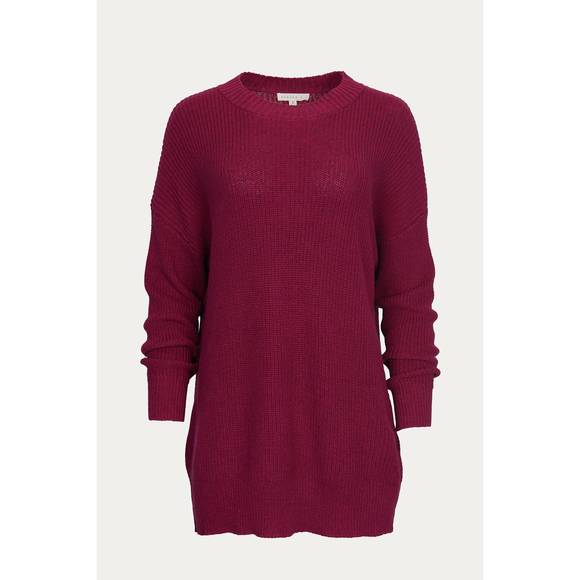 NEW BESTTO ribbed-knit cotton sweater in plum - Picture 1 of 1